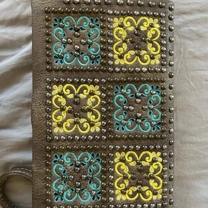 Embroidered Studded Clutch